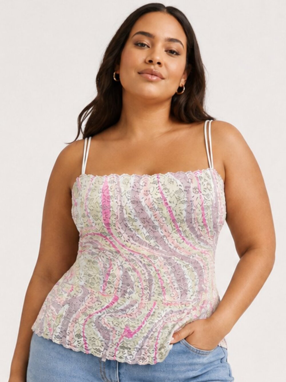 RAMPAGE Pastel Lace Camisole Tank Top Vintage Y2K